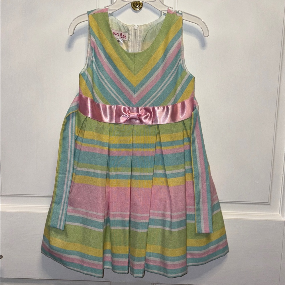 Toddler Girl Pastel Striped Dress - Jessica Ann - Size 3T